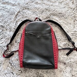 Christian Louboutin Black and Red Studded Backpack